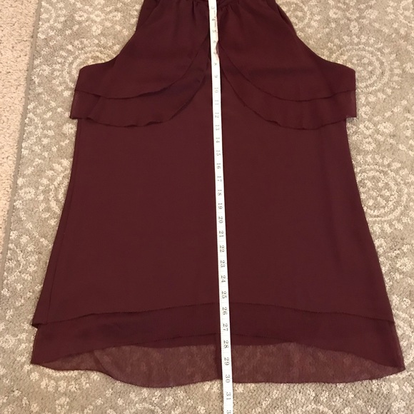 WHBM high low halter tunic blouse in burgundy - Picture 8 of 14